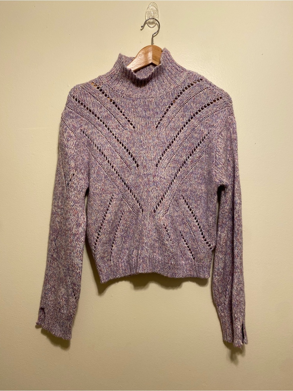 LINE  Women's Lavender Pointelle Turtleneck Sweater. Size S